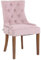 CLP Poltrona Pranzo Aberdeen Stile Chesterfield in Velluto E Legno caucciù I Sedia Soggiorno Imbottita con Alto Schienale, Colore:Rosa, Colore del Telaio:Antico Chiaro