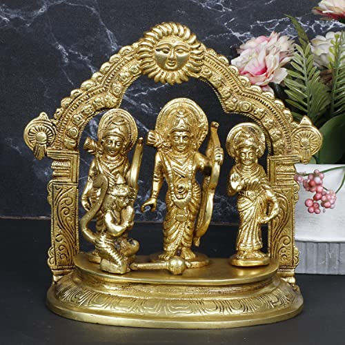 ARTVARKO Brass Ram Sita Laxman Hanuman Statue Sculpture Ram Darbar Idol Murti Height 7 Inches