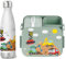 wolga-kreativ Pausenset personalisierte Brotdose und Trinkflasche Thermo Kinder Edelstahl mit Baustelle Motiv Bento Lunchbox mit Fächern und Unterteilung für Schule und Kindergarten