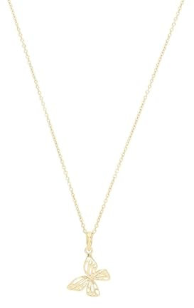 Amor Kette mit Anhänger 925 Sterling Silber Damen Halsschmuck, 42+3 cm, Gold, Schmetterling, Kommt in Schmuck Geschenk Box, 2031777