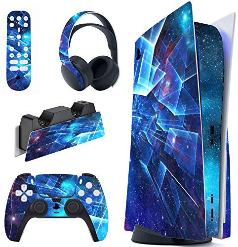 PlayVital Autocollant Skin pour ps5 Manette,Sticker pour ps5 Console Disc Edition & Station de Charge & Casque & Télécommande-Galaxie Multidimensionnelle