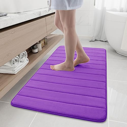 Buganda Badteppich aus Memory-Schaum, 119,4 x 61 cm, ultraweich und rutschfest, wasserabsorbierend und maschinenwaschbar, Badteppich, Läufer für Badezimmer, Dusche und Badewanne, Lila