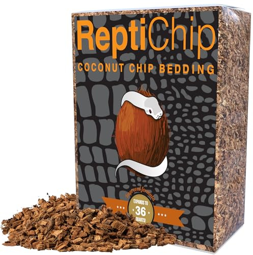 ReptiChip Kokosnusssubstrat für Reptilien, 36 l, lose grobe Kokosnussschalen, Chips