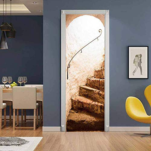 Türtapete Selbstklebend 3D 77X200 Treppe Türtapete Selbstklebend Türposter,Fototapete Selbstklebend 3D Pvc Türaufkleber Diy Türbild,Türfolie Poster Tapete