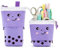 Pop-Up-Federbox, Make-up-Tasche, Stand Up Bubble Tea Stiftehalter, Organizer, Kosmetiktasche, Kawaii Schreibwaren (lila)