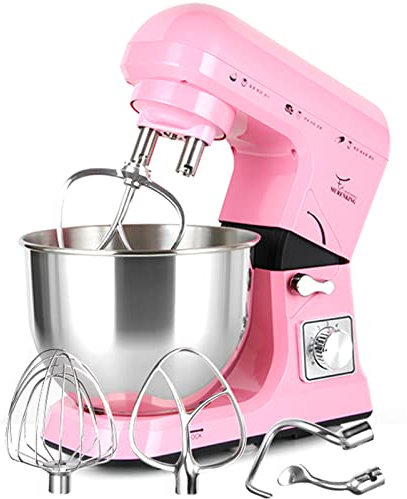 YARUMD FOOD Batidora Amasadoras Reposteria 1000W,Amasadora De Pan Para Repostería,5L Robot De Cocina Amasador,6 Velocidades Bajo Ruido Bol De Acero Inoxidable,Rosado