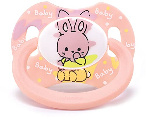 LittleForBig Großer Saugerschild Schnuller der Generation II in Erwachsenengröße Baby Cuties Muster Rosa Bunny