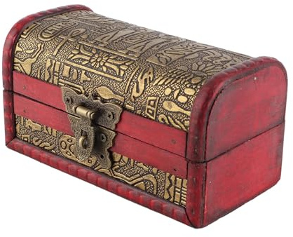 AYNEFY Coffre à Trésor en Bois avec Cadenas, Style Pirate Vintage, Boîte de Rangement Décorative Fait Main pour Bijoux