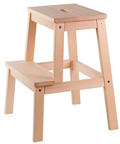 Leiter Tritthocker Treppe Multifunktions Buche Familie Küche Wechselschuhe Kinder Niedriger Hocker 2 Stufen Hoch 50CM (Color : No Paint)