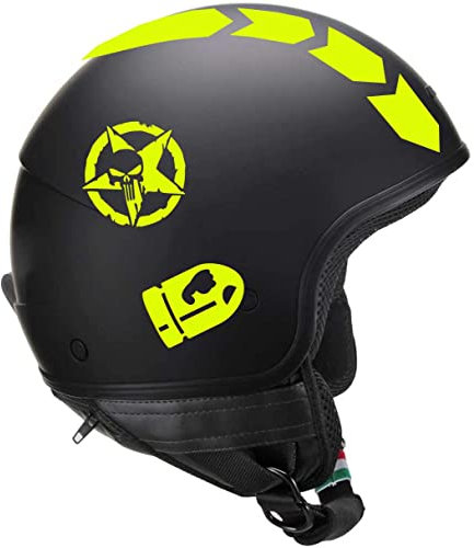 Pimastickerslab Kit Adesivi Stella Militare The Punisher Proiettile Casco Moto Auto Serbatoio Valigia cod. 1717 (029 Giallo Fluo)