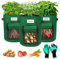 Airminti 3-Pack 7 Gallonen Kartoffel Pflanzsack, Pflanzbeutel mit Stabilen Griffen und Visualized Flap, Verdickte und Atmungsaktive Vliestöpfe mit Gartenhandschuhe für Tomaten, Kartoffeln