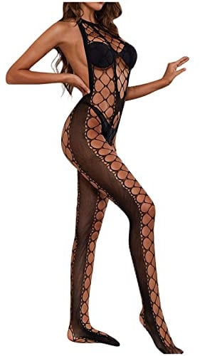 Avrilight Netz-BH mit hoher Taille, Strass, offener Sitz, Hose, Netzstrumpfhose, Loch, Netzstrümpfe für Frauen Lack Und Leder Sexy (Black, One Size)
