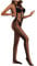 Avrilight Netz-BH mit hoher Taille, Strass, offener Sitz, Hose, Netzstrumpfhose, Loch, Netzstrümpfe für Frauen Lack Und Leder Sexy (Black, One Size)