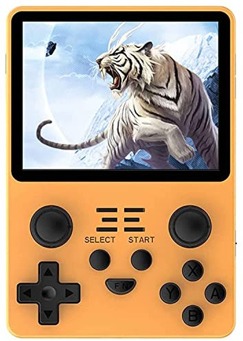 AIUOUS Powkiddy RGB20S Handheld Retro Game Console Built-in 15,000 Games 64G 3.5 Inch IPS Screen Open Source System (Yellow)