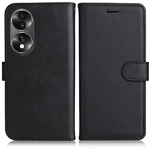DENDICO Coque pour Huawei Honor 70, PU en Cuir Coque Portefeuille Étui Housse, Design Classique TPU Coque pour Huawei Honor 70, Noir