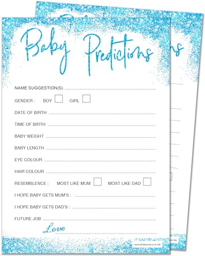 Olivia Samuel Lot de 20 cartes de prédiction pour bébé garçon Effet pailleté Bleu