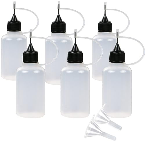 Yutetuter 6-Pack Oil Bottles Applicator (1 OZ) Needle Oiler Precision Gun Oil Bottle with Stainless Needle Tip & 2-Pack Filter Cup