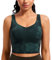 CRZ YOGA Butterluxe Damen V-Ausschnitt Longline Sport-BH - Gepolstert Workout Crop Tank Top mit Eingebautem BH Smaragdgrüne Batikblumen XS