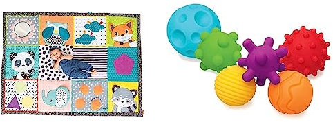 Infantino Fold & Go Giant Discovery Mat Big playmat for Babies and Toddlers & Textured Multi Ball Set – Texturierte Bälle im Set für die sensorische Entwicklung – Für Kinder ab 6 Monaten