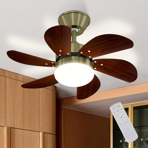 Glitzerlife Deckenventilator Mit Beleuchtung und Fernbedienung Leise - Deckenlampe Ø75 cm 6 Flügeln Ventilator mit Einzelleuchte Deckenleuchte Fan Sommer-Winter für Schlafzimmer Wohnzimmer Balkon