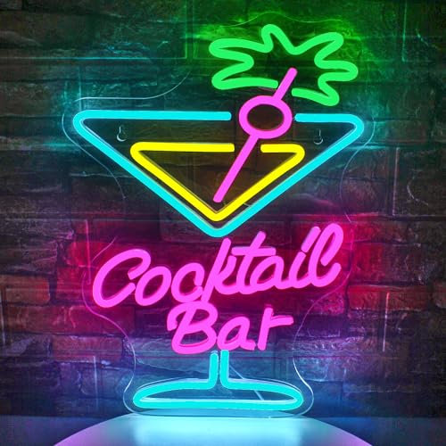 SIGNSHIP Bunte Cocktail Neon Schild für Wand Dekor Bier Bar Mann Höhle Club Schlafzimmer LED Dimmable Neon Bar Lichter Sign für Hotel Pub Party
