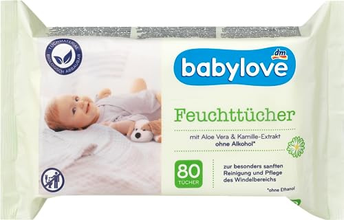 Babylove Feuchttücher und co (10x 80 Tücher, Aleo Vera & Kamille Tücher)