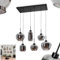 Suspension Talok, lampe à suspendre en métal/verre en noir/fumée, lampe avec abat-jour en verre, hauteur max. 117 cm, 6 x E27, ampoule(s) non incluse(s)