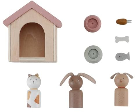 Little Dutch 7120 - Set da gioco in legno FSC per casa delle bambole, 9 pezzi