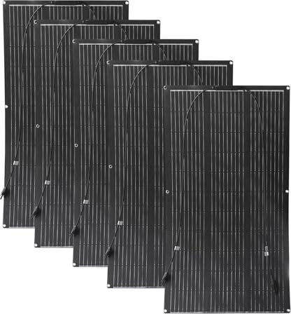 Aysolar 500W 12V Panneau Solaire Souple 5x100W ETFE Monocristallin Panneaux Solaires pour Marine, Camping-car, Camper,Bateau, Caravane, Voiture, batterie et surfaces inégales