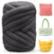 LEREATI Fettuccia per Borse a Uncinetto, Filato Gigante 500g Filato di Lana Morbida Chunky Yarn Tubolare, Gomitoli Lana Grossa per Coperte a Mano, Animali Domestici, Letto (Grigio Grafite)