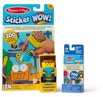 Melissa & Doug Sticker Wow!™ Bulldozer-Set: 24-seitiger Aktivitätenblock, Sticker-Stempel, 500 Sticker, Kunst und Handwerk, Sammelfigur
