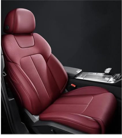 Janeepoch Sitzbezüge Benutzerdefinierte Autositzbezug Leder Auto Für Alfa Für Romeo Für Giulia Für Stilfserjoch Autozubehör Sitzkissen Styling Grau Autositzschoner (Color : WEINROT)