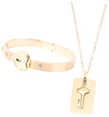 PACKOVE Armband mit Schlüssel Schloss Armband Herz-Symbol-Armband Schlüsselarmband the lady Halskette Armbänder Armbandanhänger aus Titanstahl Armreif Herzförmig Charme