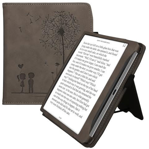 kwmobile Schutzhülle kompatibel mit Pocketbook Era/Era Color Flip Hülle - Cover mit Handschlaufe - Pusteblume Love Grau