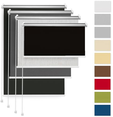 Rettika Verdunkelungsrollo ohne Bohren, für Fenster, Breite 135 cm, Höhe 220 cm, Schwarz Farbe, Klemmfix Montage, Jalousien Fenster, Fenster rollos für innen, Klemmrollo