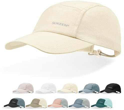 Sukeen Leichter Sonnenhut für Damen und Herren, schnell trocknend, Baseballkappe, LSF 50+, Laufmütze, faltbare Sportkappe für den täglichen Gebrauch im Freien, Beige, Einheitsgröße