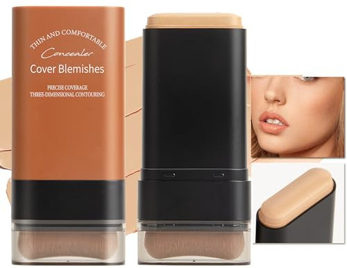 Gesichts-Make-up-Stick, Multifunktions-Foundation-Stick mit integriertem Foundation-Pinsel, Natürlicher Abdeck-Foundation-Stick, Foundation-Stick zum Konturieren für langanhaltende Abdeckung (02#)