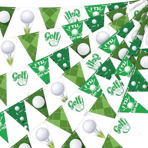 Weekgrat 5 Pcs Golf Party Decorations Golf Triangle Banner Hole in One Birthday Decorations Pennant Flags with Double Sided Printing or Birthday Party Hanging Supplies