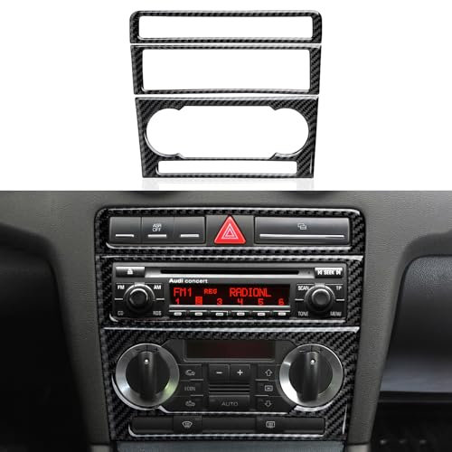 3-teiliges Carbon Fiber Innenraum-Set Kompatibel mit Audi A3 (2004-2012) / S3 (2008-2012) / RS3 (2011-2012) CD Panel Aufkleber Auto Interieur Zubehör