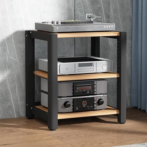 Audio Rack Hifi Regal,2/3/4/5-stufiges Stereo-Rack,TV Hifi Rack Audio Schrank,Plattenspieler Tisch,Medienschrank,Schallplatten Phonoschrank Blu Ray Regal,für Audio Equipment dac Amplifier(Light Walnut