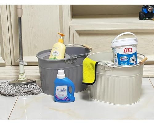 BEST METAL MOP BUCKET | 13 Litres Galvanized Mop Bucket | Cleaning Mop With Metal Holder | Durable | Super Absorbent | Ideal for Home,Kitchen,Bathroom,Office (Silver)