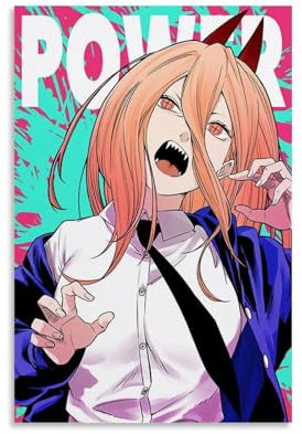 HUWERYW Poster Power Chainsaw Man, Manga, Anime, schöne Leinwand, Wandkunst, Dekoration, Raum, Leinwand, Kunst, Zimmer, Schlafzimmer, Dekoration, 50 x 75 cm, ungerahmter Stil