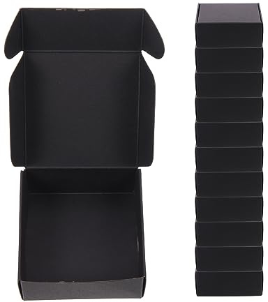 Angoily 20 Stück Schwarze Versandkartons Papier Versandboxen Wiederverwendbar Druckbeständig für Schmuck Spielzeug Büro Versand