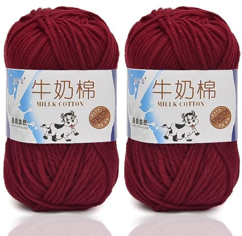 5ply Häkelgarn Milk 2 * 50g Milchbaumwollgarn Baumwollgarn Weiche Und Langlebige Acryl Zum Häkeln Für Anfänger,DIY Pullover, Mützen, Socken, Decken, Schals Und Tücher (100G,SS)