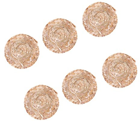 Milisten 6stücke Handgefertigter Mini Strohhut Für Puppe Strohmütze Mit Breiter Krempe Gewebte Strohhüte Für Puppenmützen Spielzeug Dekoration DIY Handarbeit Projekt