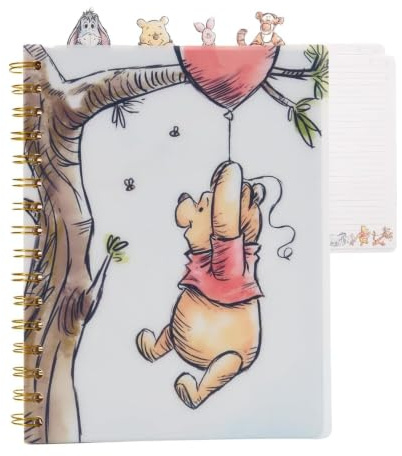 Disney Winnie the Pooh Tab Journal Notebook, Spiral Bound, 96 Lined Pages, 8 x 7 - White
