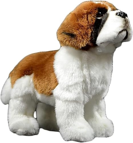 10 Zoll Bernhardiner Hund Plüschtier, Kuscheltiere Braun Haustier Hund Süße Welpen Puppen Kissen Geschenk Für Kinder Geburtstag Weihnachten, Brown, 26cm