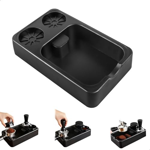 lemgyiamz Knock Box, Prensador de Cafe, Accesorios Cafetera Tamper Cafe para Estacion de Coffee Kitchen Restaurante, Con 4 Patas Antideslizantes,3 en 1 Negro