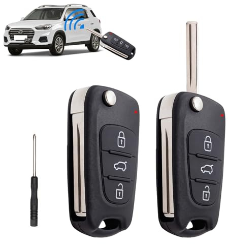 2 Piezas Carcasa Llave de Coche para Hyundai ix35 ix20 i30 i20 i10 3 Botones Mando Funda Llave Repuesto avce Embrión Clave y Destornillador Compatible con Kia Sportage Soul Ceed Rio Picanto Venga