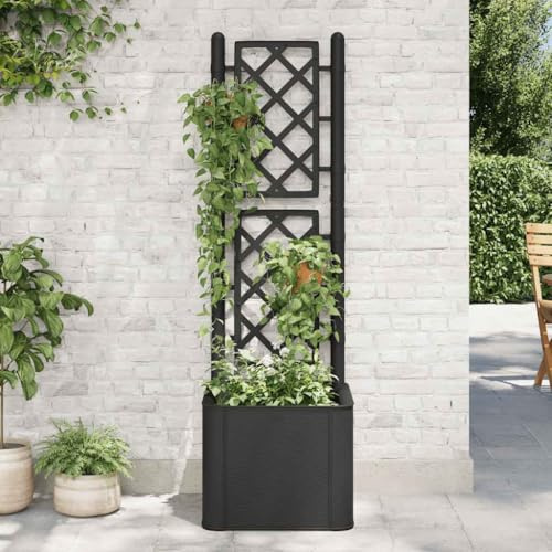 Selbstbewässerndes Hochbeet mit integriertem Spalier, 35L Wasserreservoir und Rattan-Optik aus robustem Kunststoff für Innen- und Außenbereich